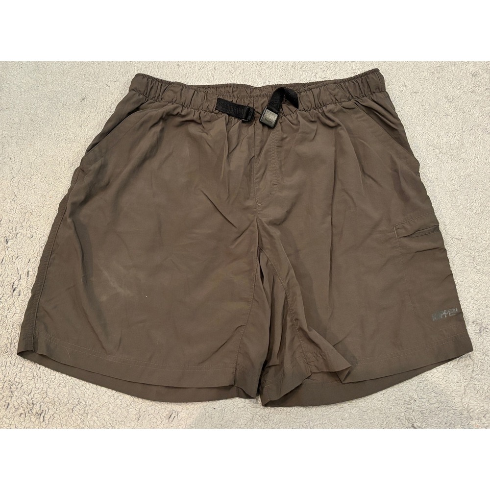 Koppen Mens Hiking Shorts Gray Size L Elastic Waist Belted Cargo Outdoor Trail